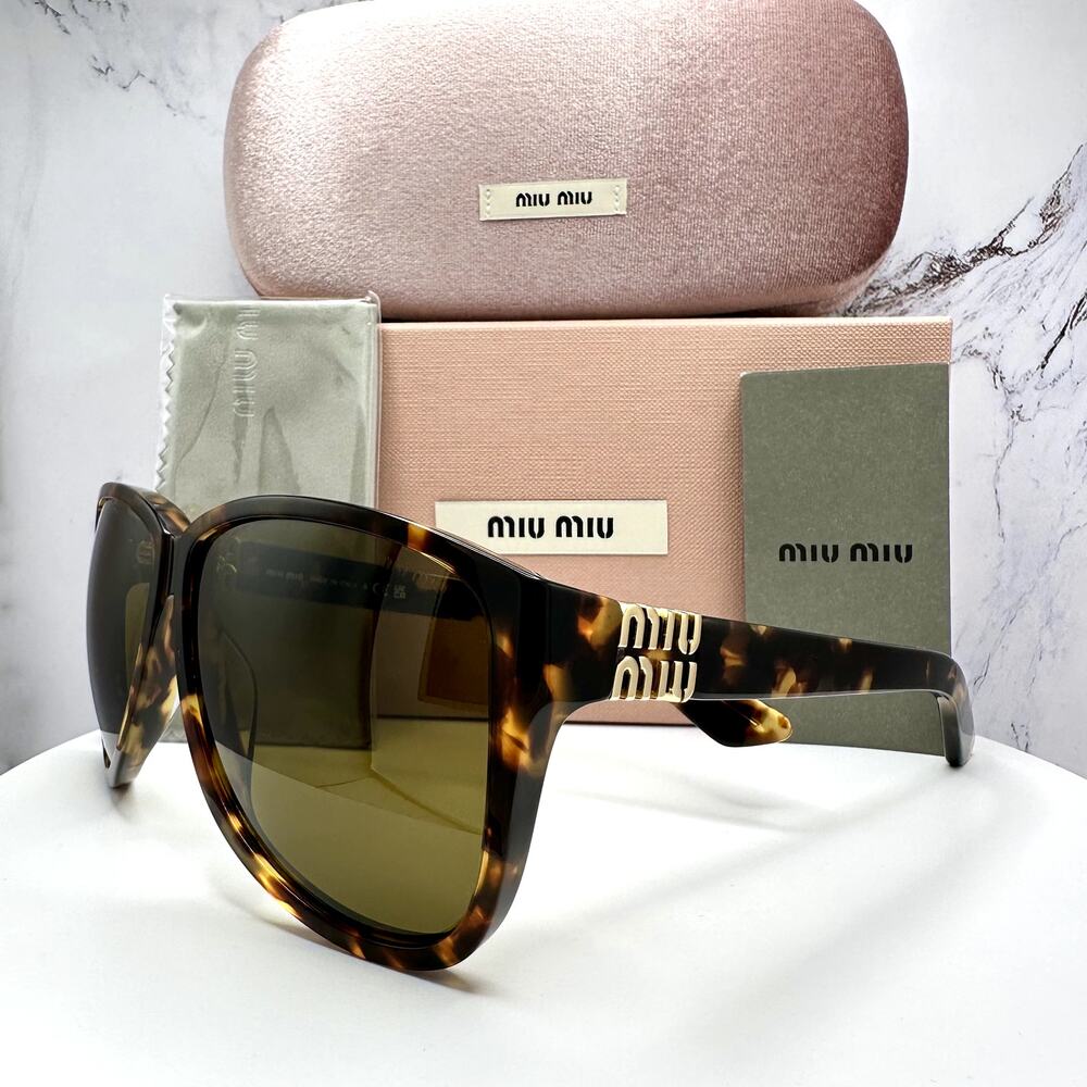 New MIU MIU Sunglasses Aviator Pilot Brown Honey Havana Tortoise